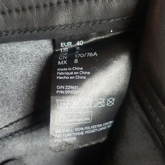 H&M Women's 8 Black Faux Leather Pants - Picture 9 of 13
